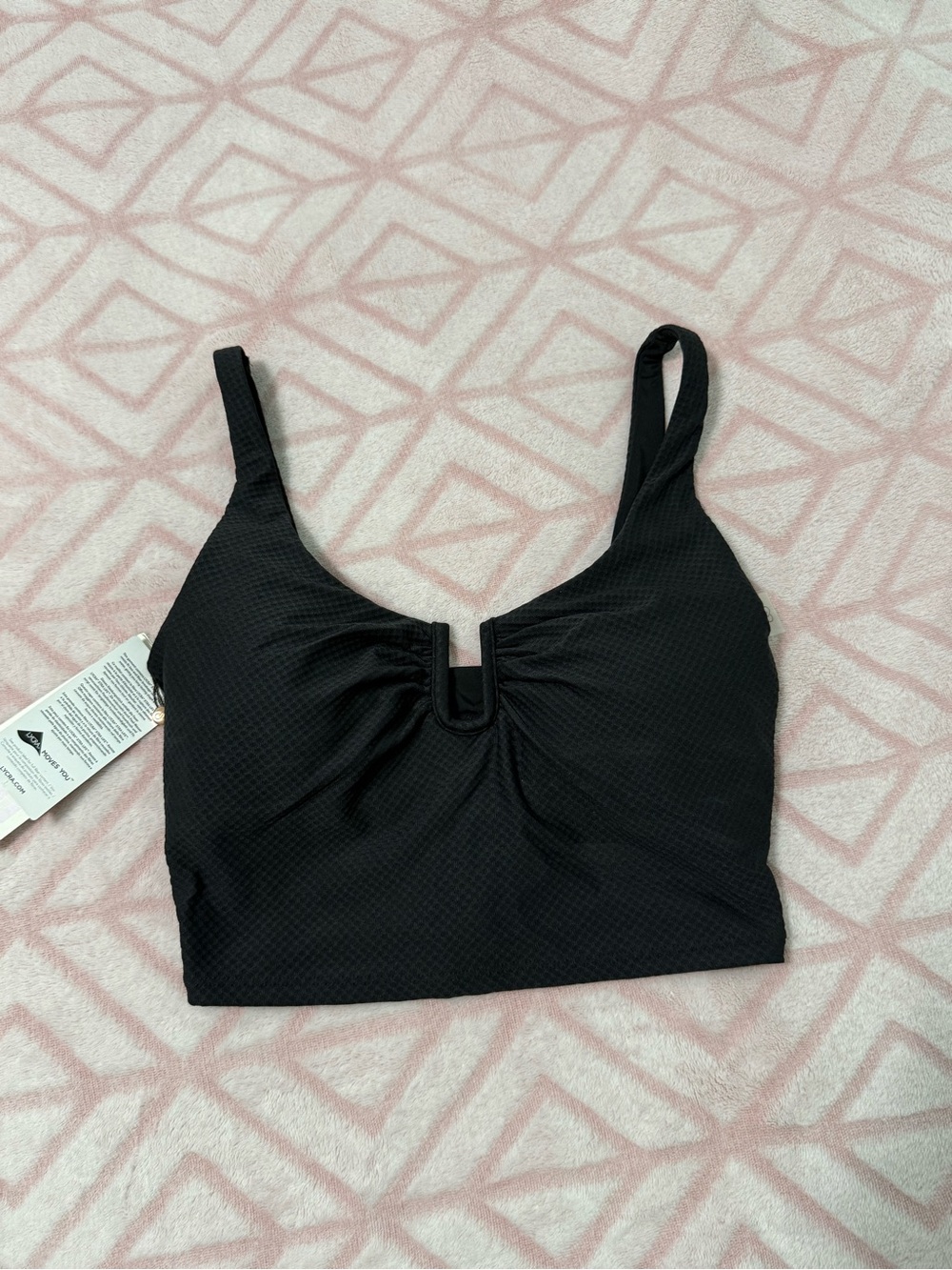 New CALIA Black Textured Swim Bikini Top sz Small